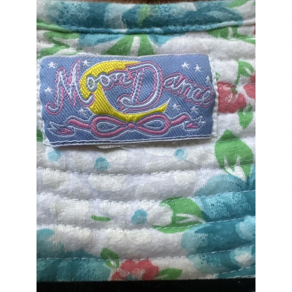 VTG Moon Dance SZ L Pearl Snap‎ Housecoat Pocket Blue Floral Granny Core Retro - Picture 4 of 10